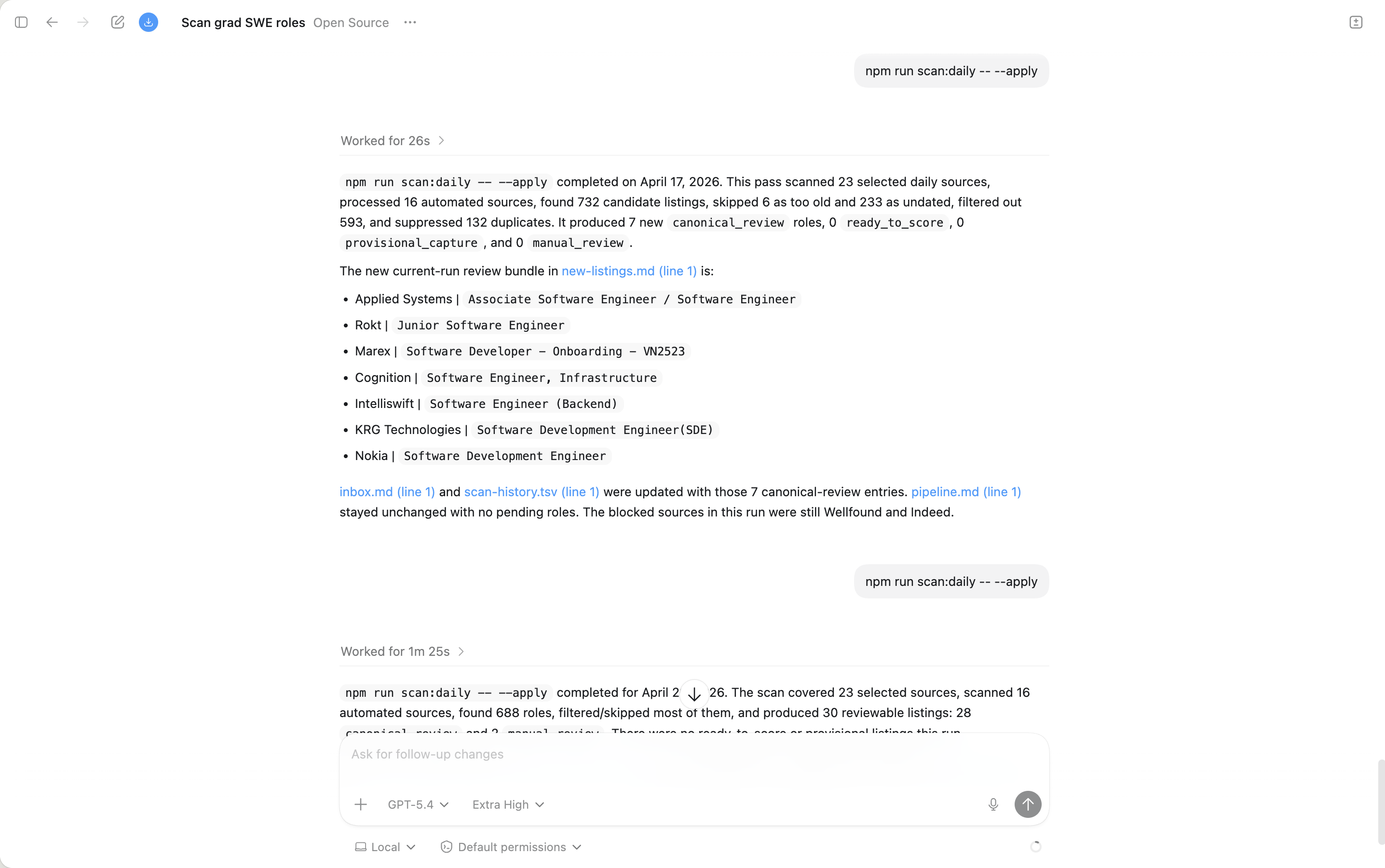 Markdown review artifact showing selected sources, listings to review, and canonical review entries.